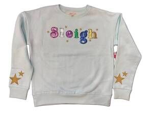 NEW PAPER FLOWER girl's sequins sleigh sweatshirt in light blue